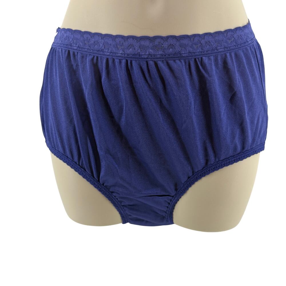 Vintage Hanes 100% Nylon Shiny Silky Hi Leg Panty Size 7 Blue